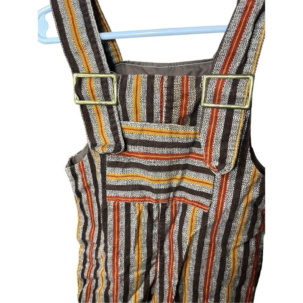 Vintage Handmade Brown‎ Striped Corduroy Overalls Size 2T/3T